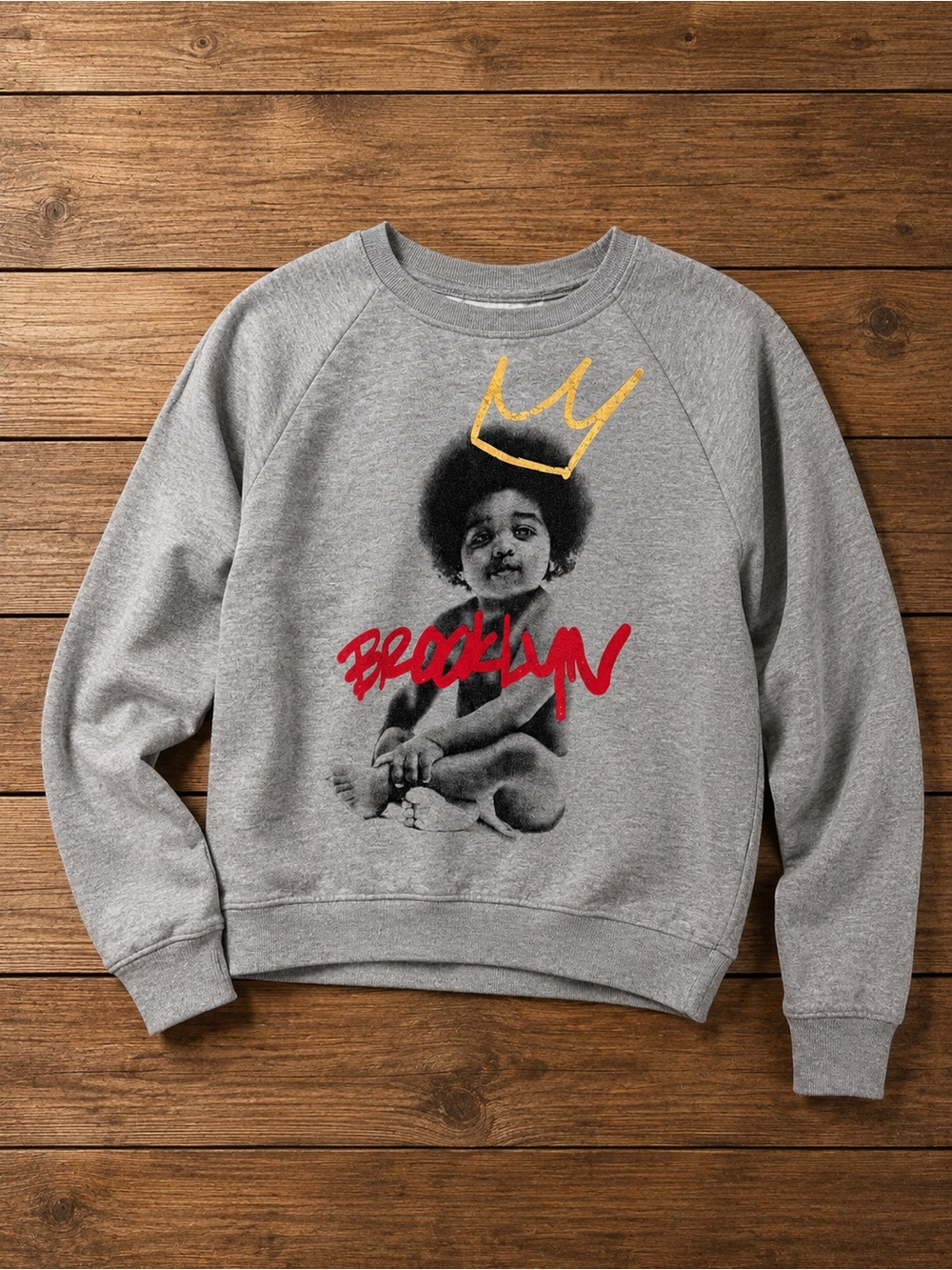 Brooklyn Mint Biggie Smalls Baby Crown Graphic Sweatshirt Gray Size Large